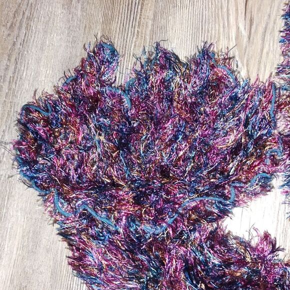 Multicolor super soft fuzzy scarf purple, teal , pinks, light gold etc - Picture 2 of 6